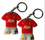 Red Manchester United Football Promotional Keychains Soft PVC / Rubber