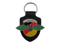 GSG9 Personalized Leather Keychains, Promotional Keychains With Logo with Soft Enamel Emblem