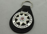 3D German Military Police Leather Key Chain, Zinc Alloy Personalized Leather Keychains with Soft Enamel Emblem