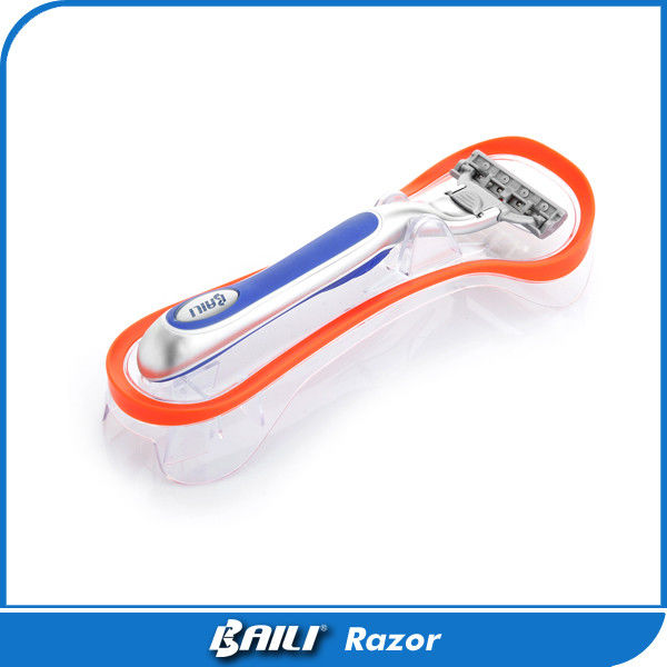 Home use Triple blade razor plastic holder packing , metal handle safety razor