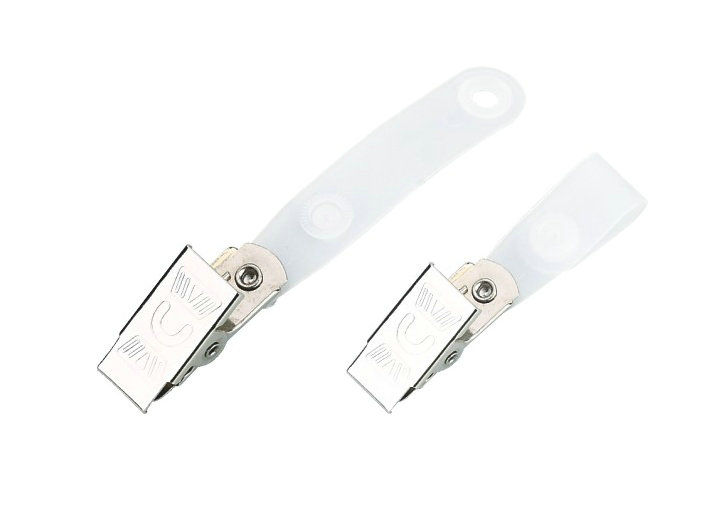 Silver PE strap Spring jaw metal name, identification Badge Holder Clip 30276
