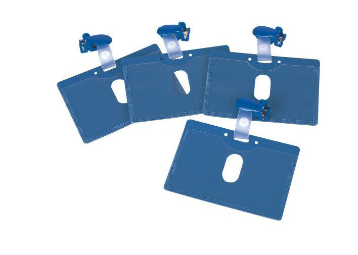 Blue ABS Plastic flip top clip meeting PVC card holder, name Badge Holder Clip 30277