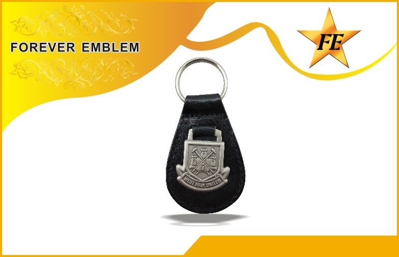 Genuine , PU , PVC Leather Promotional Keychains With Custom Metal Logo