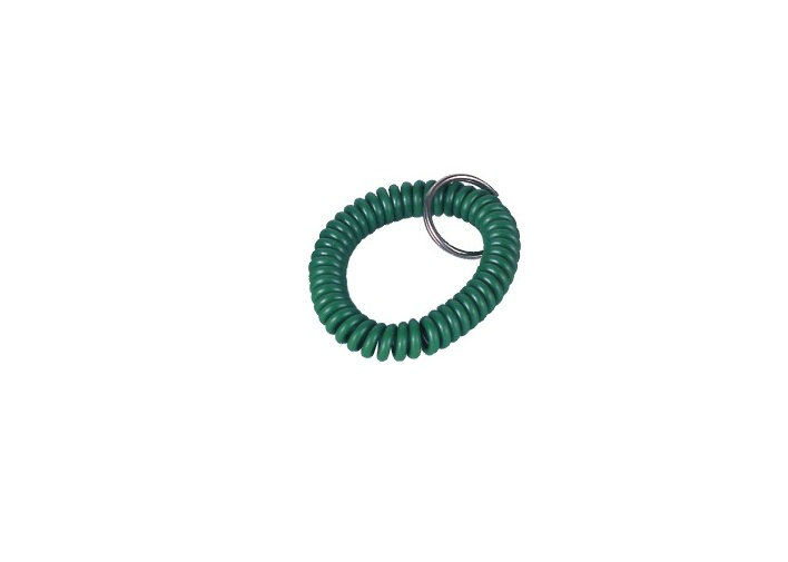 Green Wrist PVC key holder, Promotional Keychains with Spiral ring 30590