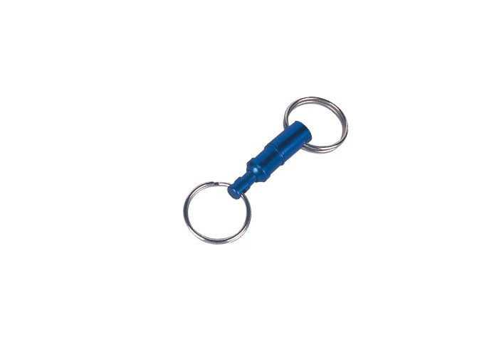 Blue Aluminum Pull apart double key ring holder Promotional Keychains 30595