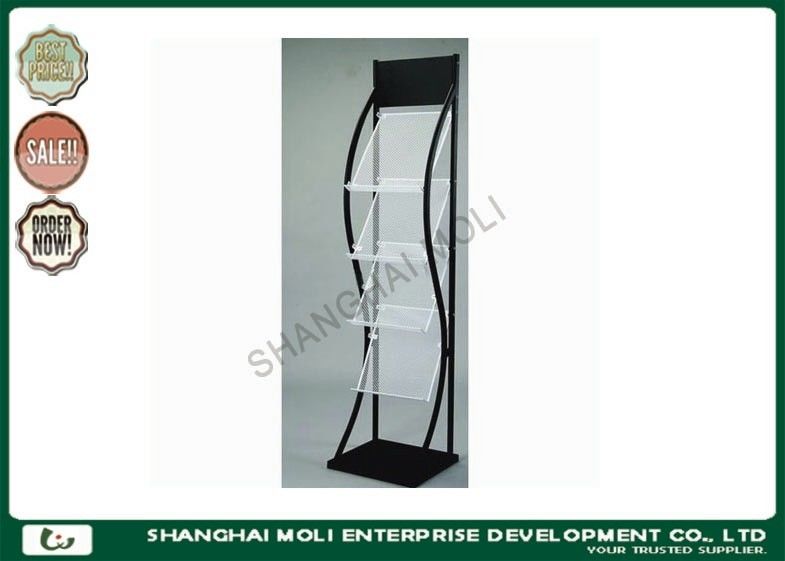 Commercial 4 Tier Metal display racks and stands holder shelf for Magazine Newspaper