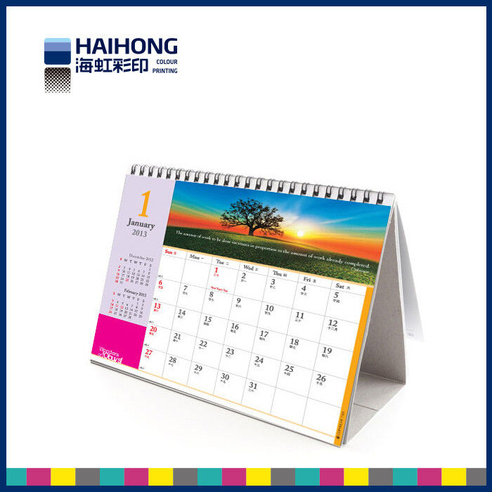 Customized table / daily office desk calendar printing service , 2.5mm grey board holder