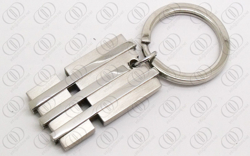 Stylish Silver Stainless Steel Keychain Shiny Polished and Brushed Finish
