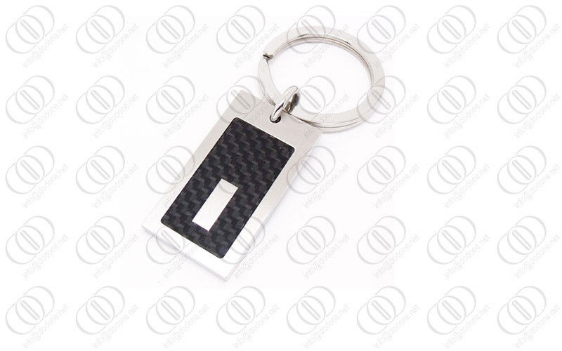 316L Stainless Steel Black Carbon Fiber Keychain Engraeable Accent