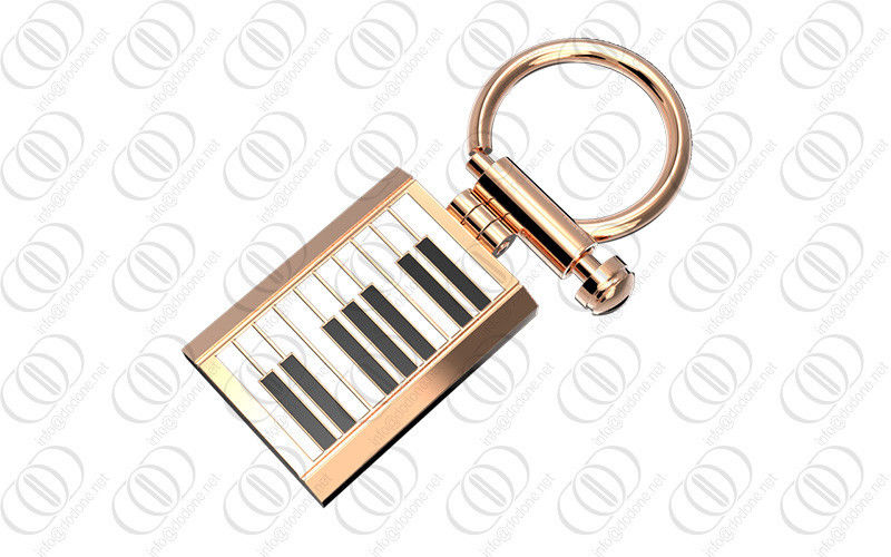 Rose Gold Piano Keychain Holder Black White Lacquer For Musician