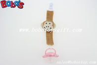 5.5&quot; Plush Baby Pacifier Clip Brown Monkey Pacifier Holder Clip