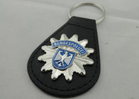 3D BUNDESPOLIZEI Leather Keychain, Customized Keychains with Zinc Alloy Enamel Emblem