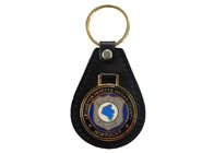 Custom Key Chains, Car Leather Pocket Keychain with Synthetic Enamel Emblem, Zinc Alloy with Nickel Plating