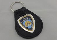 1.5 mm Personalized Leather Keychains , City NY Leather Key Chain With Nickel Plating
