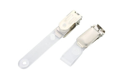 Badge Holder Clip Economy clip customized metal name card holder ID Badge Holder Clip with PE strap 30285
