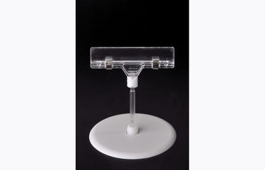 Transparent PS Plastic Price Tag Holder Clip , POP Clip with Round Base 15*9cm