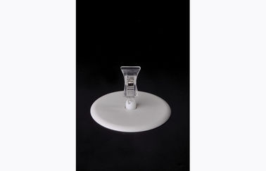 Transparent PS Plastic Price Tag Holder Clip , POP Clip with Round Base 15*9cm