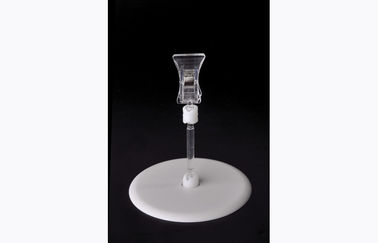 Transparent PS Plastic Price Tag Holder Clip , POP Clip with Round Base 15*9cm