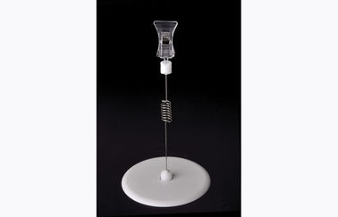 Transparent PS Plastic Price Tag Holder Clip , POP Clip with Round Base 15*9cm