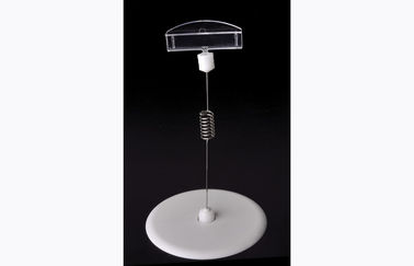 Transparent PS Plastic Price Tag Holder Clip , POP Clip with Round Base 15*9cm