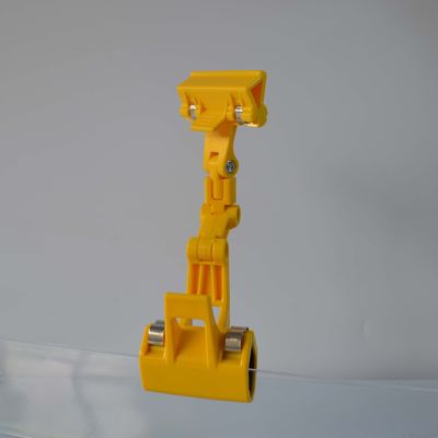 Yellow Supermarket Plastic Advertising Price Tag Holder Clip , ABS Double Sides
