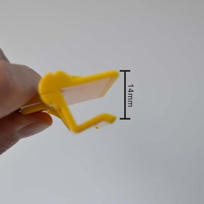 Yellow Supermarket Plastic Advertising Price Tag Holder Clip , ABS Double Sides