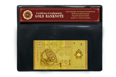 Gorgeous Note Malaysia 1 Ringgit 24k Gold Banknote With Plastic Holder