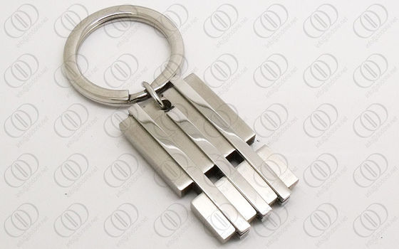 Stylish Silver Stainless Steel Keychain Shiny Polished and Brushed Finish