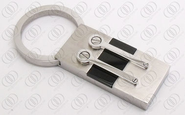 Black Ribbed Fashion Stainless Steel Keychain Holder Durable OEM / ODM