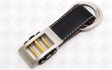 Fashionable Leather Strap Stainless Steel Keychain