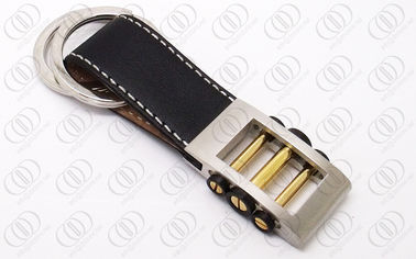 Fashionable Leather Strap Stainless Steel Keychain