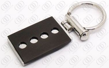 Fashion Square Stainless Steel Keychain Black Plated With Screw Open and Close