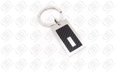 316L Stainless Steel Black Carbon Fiber Keychain Engraeable Accent