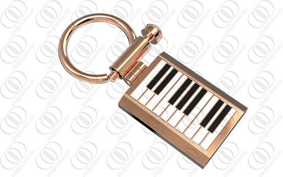 Rose Gold Piano Keychain Holder Black White Lacquer For Musician