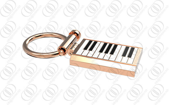 Rose Gold Piano Keychain Holder Black White Lacquer For Musician