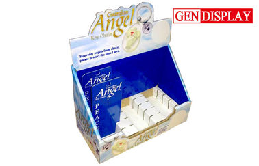 Custom Cardboard Counter Display Stands Unit With Divider For Keychain Promotion