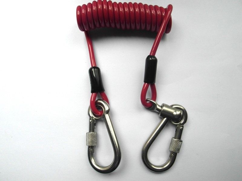 5.0 mm Red  Stopdrop Tool Lanyard Cable With Stainless Locking Hooks
