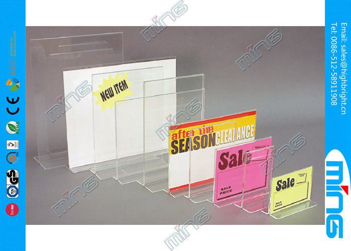 Countertop Clear Acrylic Display Stands / Sign Holder for Shop Display