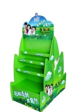 K5 Corrugated Cardboard Floor Display Stands Panton Printing For Chain Stores