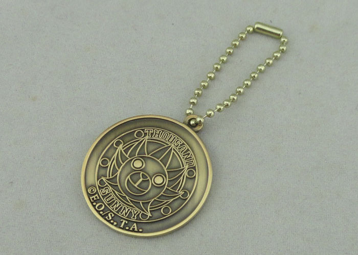2.0 mm Promotional Keychain With Ball Chain   , Antique Gold Plating Die Casting
