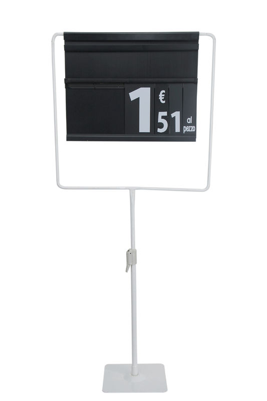Metal Base Floor Poster Stands , Supermarket Floor Standing Picture Frame Holder