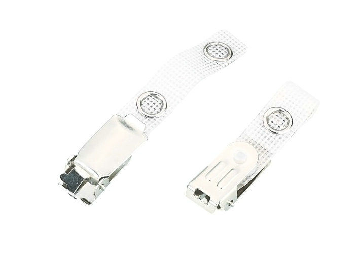 office meeting Metal PE flip top ID card, name Badge Holder Clip with reinforced PVC strap 30287