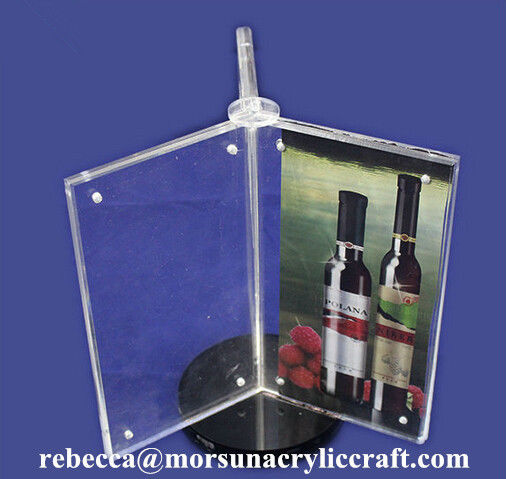 Rotatable Acrylic Magnetic Menu Holder 3 Side Plexiglass Post Holder