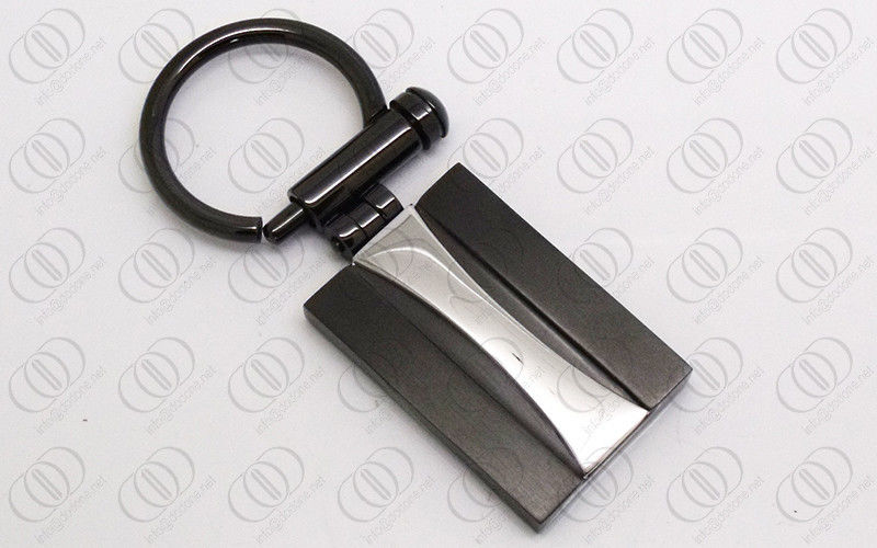 Full Black Plated Stainless Steel Cool Stylish Keychains Shiny Silver Accent