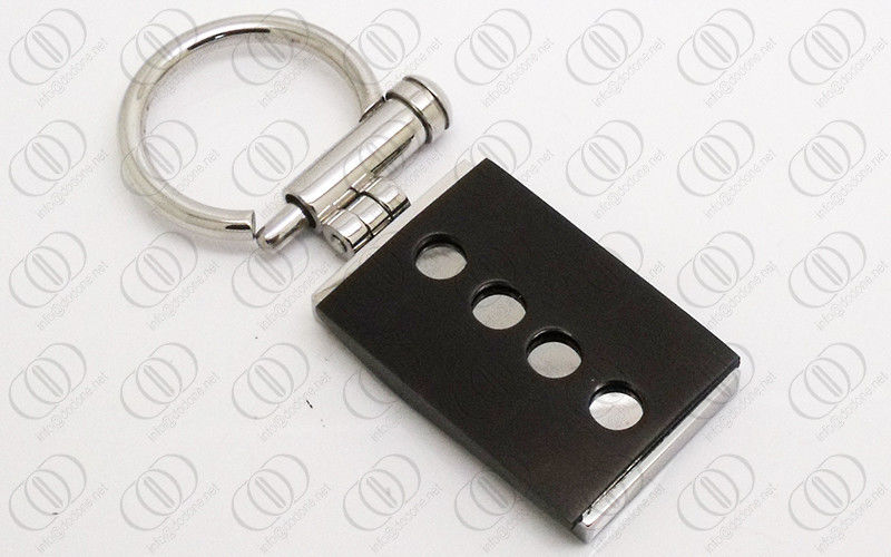 Fashion Square Stainless Steel Keychain Black Plated With Screw Open and Close