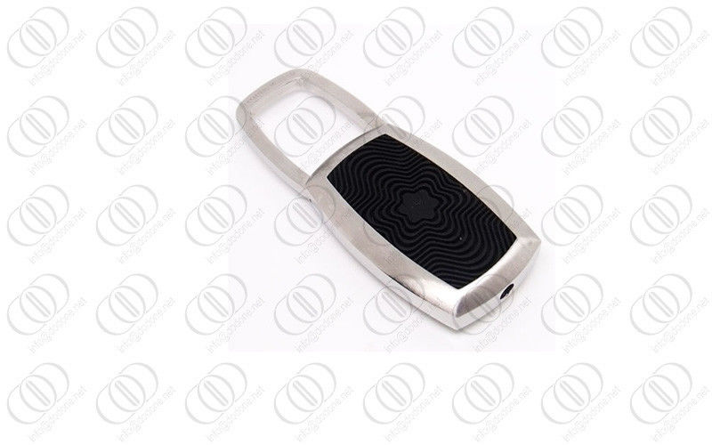 Fashion Black Rubber Keychain Full Brushed Spring Stainless Steel