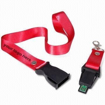Lanyard Plastic / Polyester USB Flash   Memory with Customized Logo Printing